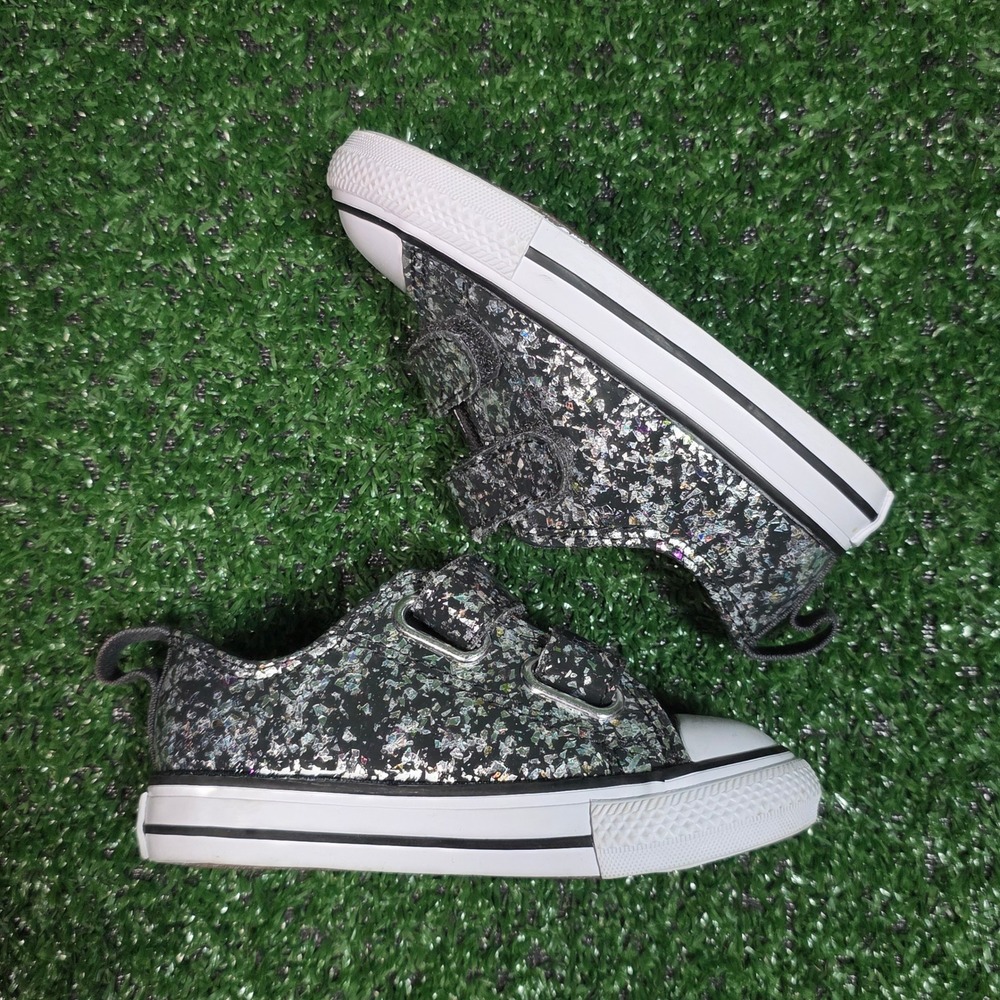 Converse Chuck Taylor All Star Glitter Shoes In Dark Matter - Infant Size 6